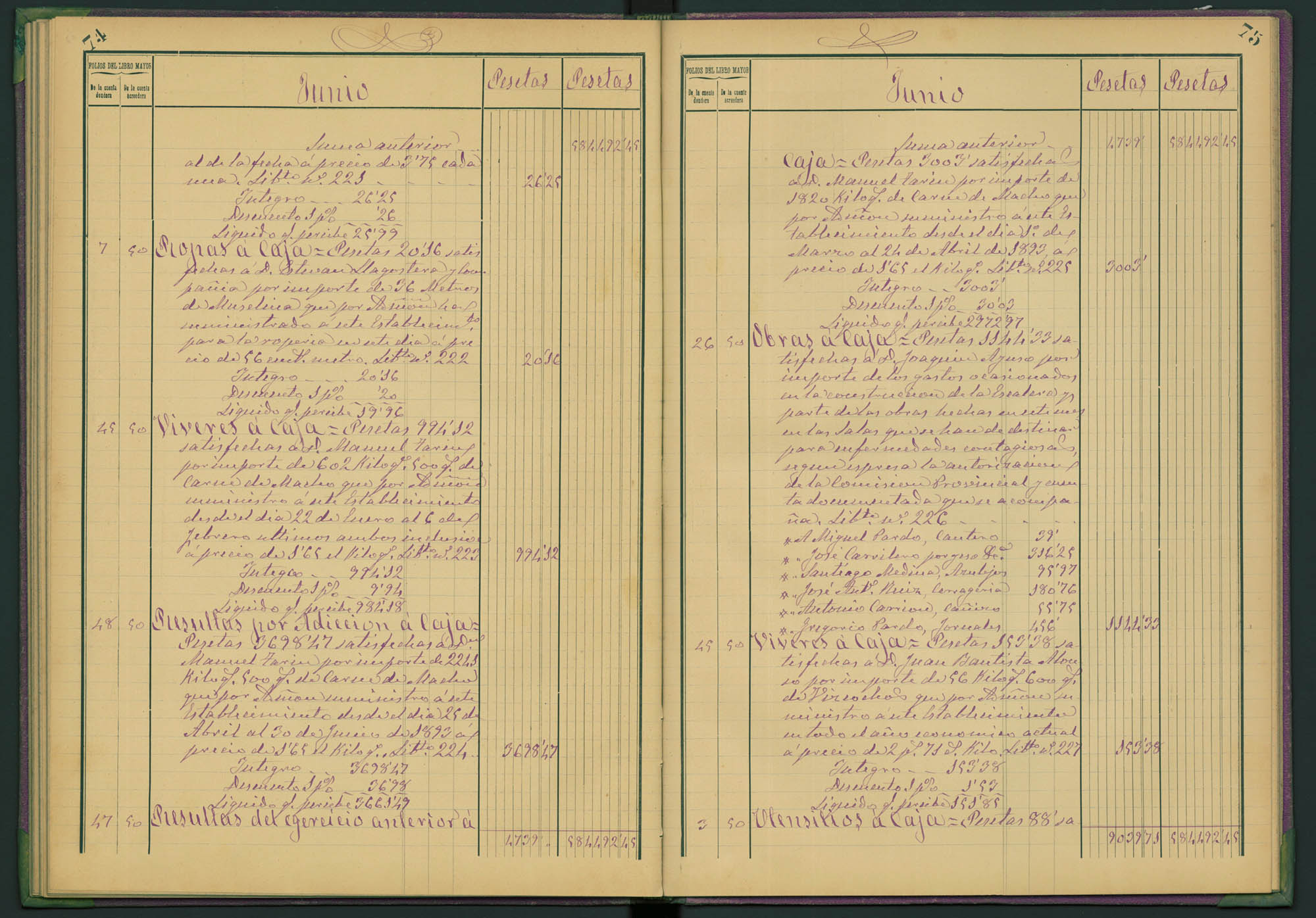Libro diario del Hospital. Año económico 1893-1894.